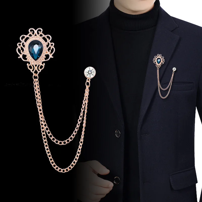 Men'S Suit Accessories - Novo vintage borla corrente strass cristal