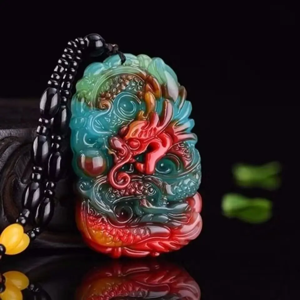 Men Accessories Necklace - Real jade dragão pingente colar pingentes