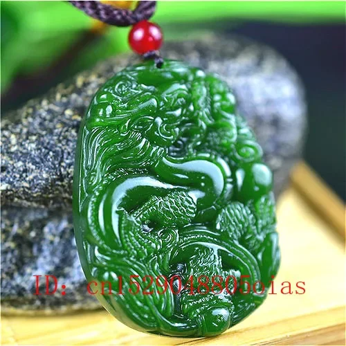 Natural Verde Chinês Jade Drag - Men Accessories Necklace avaliação e preço